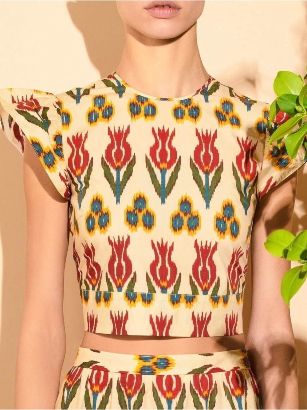 Girls Cream Floral Print Tie-Back Top